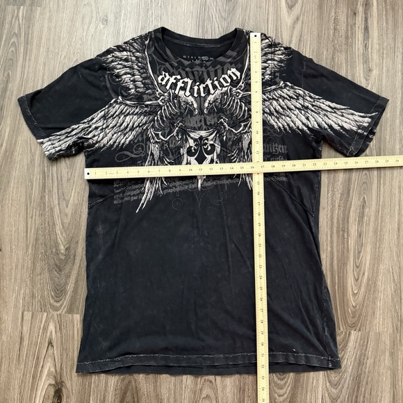 Affliction Tribal "Distressed"  Black Short Sleeve Shirt For Men Size XXL 2XL - Picture 6 of 7